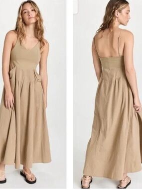 FREE PEOPLE Soledad Midi 
Dress Khaki Tan Beige Sz Medium$4.99 shipping applied
